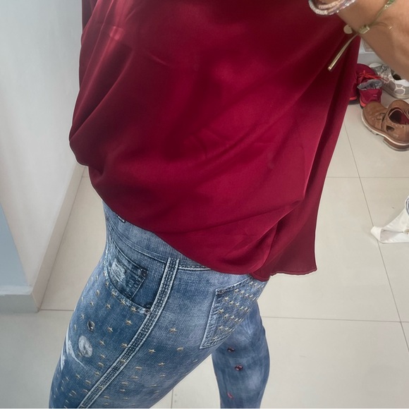 Red wine party Satin sexy top - Picture 6 of 6